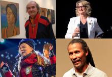 Hans Ragnar Mathisen / Elle-Hánsa, Karin Krog, Mari Boine og Cliff Moustache er blant tidlegare mottakarar av Kulturrådets ærespris. Foto: Privat / Erik Paus / Riddu Riđđu Festivàla / Nasibu Mwanukuzi