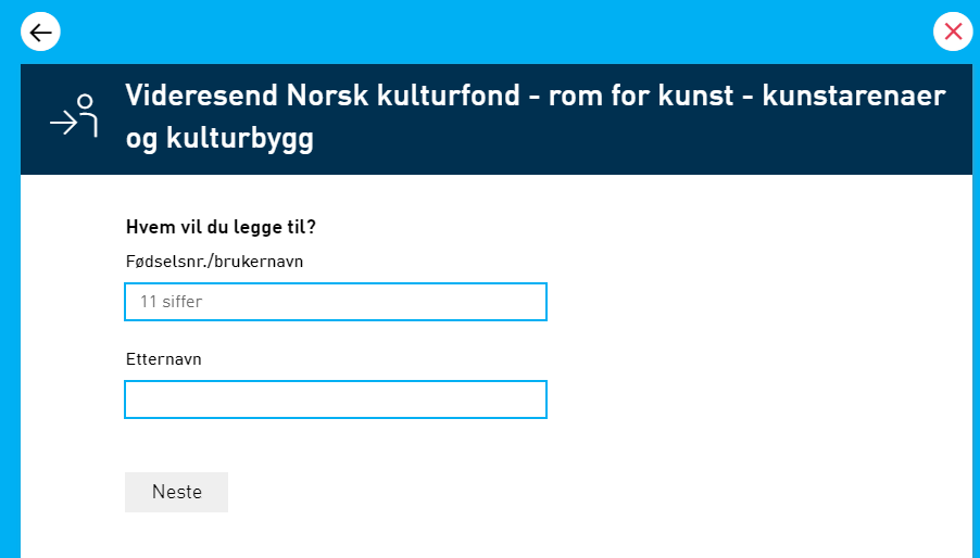 Her legger du inn fødselsnummer og etternavn.