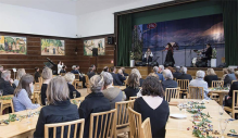 Fra åpningen av Kulturarvåret 2018 i Freia-salen i Oslo. Friensemblet spiller musikk fra middelalderen. Foto: Kulturarvåret