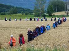 Jevnaker historielag på vandring. Foto: Rune Skaane